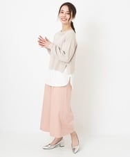F1LFS22160 MK MICHEL KLEIN(小さいサイズ)(メゾン ドゥ サンク) 【小さいサイズ】ウエスト釦デザインガウチョパンツ/洗える ピンク
