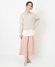 F1LFS22160 MK MICHEL KLEIN(小さいサイズ)(メゾン ドゥ サンク) 【小さいサイズ】ウエスト釦デザインガウチョパンツ/洗える ピンク