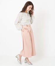 F1LFS22160 MK MICHEL KLEIN(小さいサイズ)(メゾン ドゥ サンク) 【小さいサイズ】ウエスト釦デザインガウチョパンツ/洗える ピンク