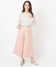 F1LFS22160 MK MICHEL KLEIN(小さいサイズ)(メゾン ドゥ サンク) 【小さいサイズ】ウエスト釦デザインガウチョパンツ/洗える ピンク