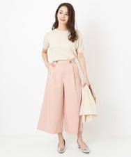 F1LFS22160 MK MICHEL KLEIN(小さいサイズ)(メゾン ドゥ サンク) 【小さいサイズ】ウエスト釦デザインガウチョパンツ/洗える ピンク