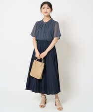 F1LGA03150 MK MICHEL KLEIN(小さいサイズ)(メゾン ドゥ サンク) 【小さいサイズ】サテンガウチョパンツ/接触冷感/洗える/新色追加//セットアップ対応 ネイビー