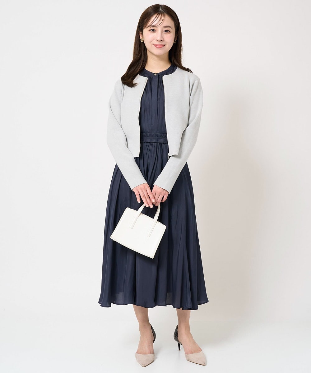 F1LGA03150 MK MICHEL KLEIN(小さいサイズ)(メゾン ドゥ サンク) 【小さいサイズ】サテンガウチョパンツ/接触冷感/洗える(新色追加) ネイビー