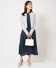 F1LGA03150 MK MICHEL KLEIN(小さいサイズ)(メゾン ドゥ サンク) 【小さいサイズ】サテンガウチョパンツ/接触冷感/洗える(新色追加) ネイビー