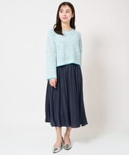 F1LGA03150 MK MICHEL KLEIN(小さいサイズ)(メゾン ドゥ サンク) 【小さいサイズ】サテンガウチョパンツ/接触冷感/洗える(新色追加) ネイビー