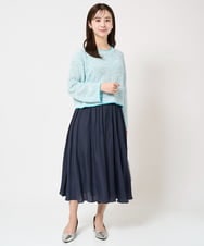 F1LGA03150 MK MICHEL KLEIN(小さいサイズ)(メゾン ドゥ サンク) 【小さいサイズ】サテンガウチョパンツ/接触冷感/洗える(新色追加) ネイビー