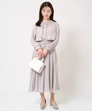 F1LGA03150 MK MICHEL KLEIN(小さいサイズ)(メゾン ドゥ サンク) 【小さいサイズ】サテンガウチョパンツ/接触冷感/洗える(新色追加) ネイビー