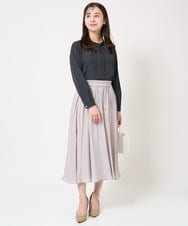 F1LGA03150 MK MICHEL KLEIN(小さいサイズ)(メゾン ドゥ サンク) 【小さいサイズ】サテンガウチョパンツ/接触冷感/洗える(新色追加) ネイビー