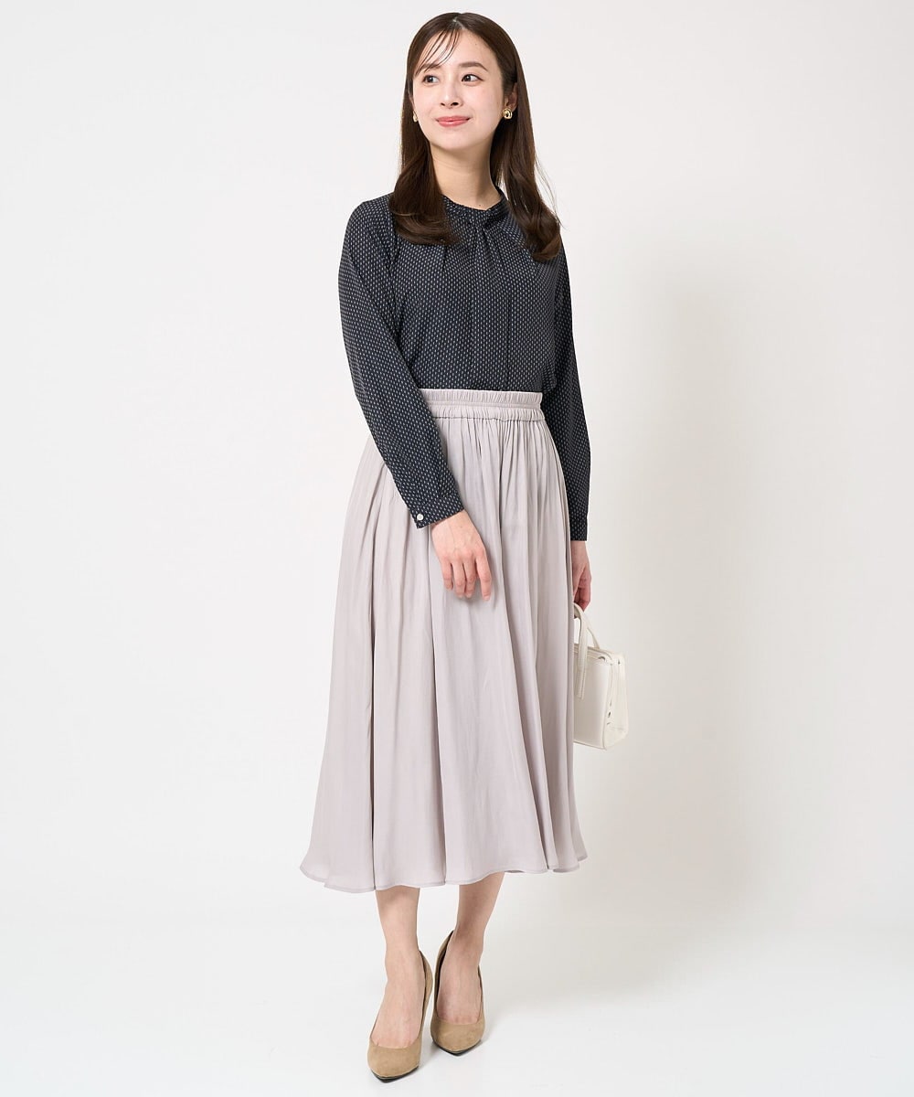 F1LGA03150 MK MICHEL KLEIN(小さいサイズ)(メゾン ドゥ サンク) 【小さいサイズ】サテンガウチョパンツ/接触冷感/洗える(新色追加) ネイビー