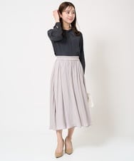 F1LGA03150 MK MICHEL KLEIN(小さいサイズ)(メゾン ドゥ サンク) 【小さいサイズ】サテンガウチョパンツ/接触冷感/洗える(新色追加) ネイビー