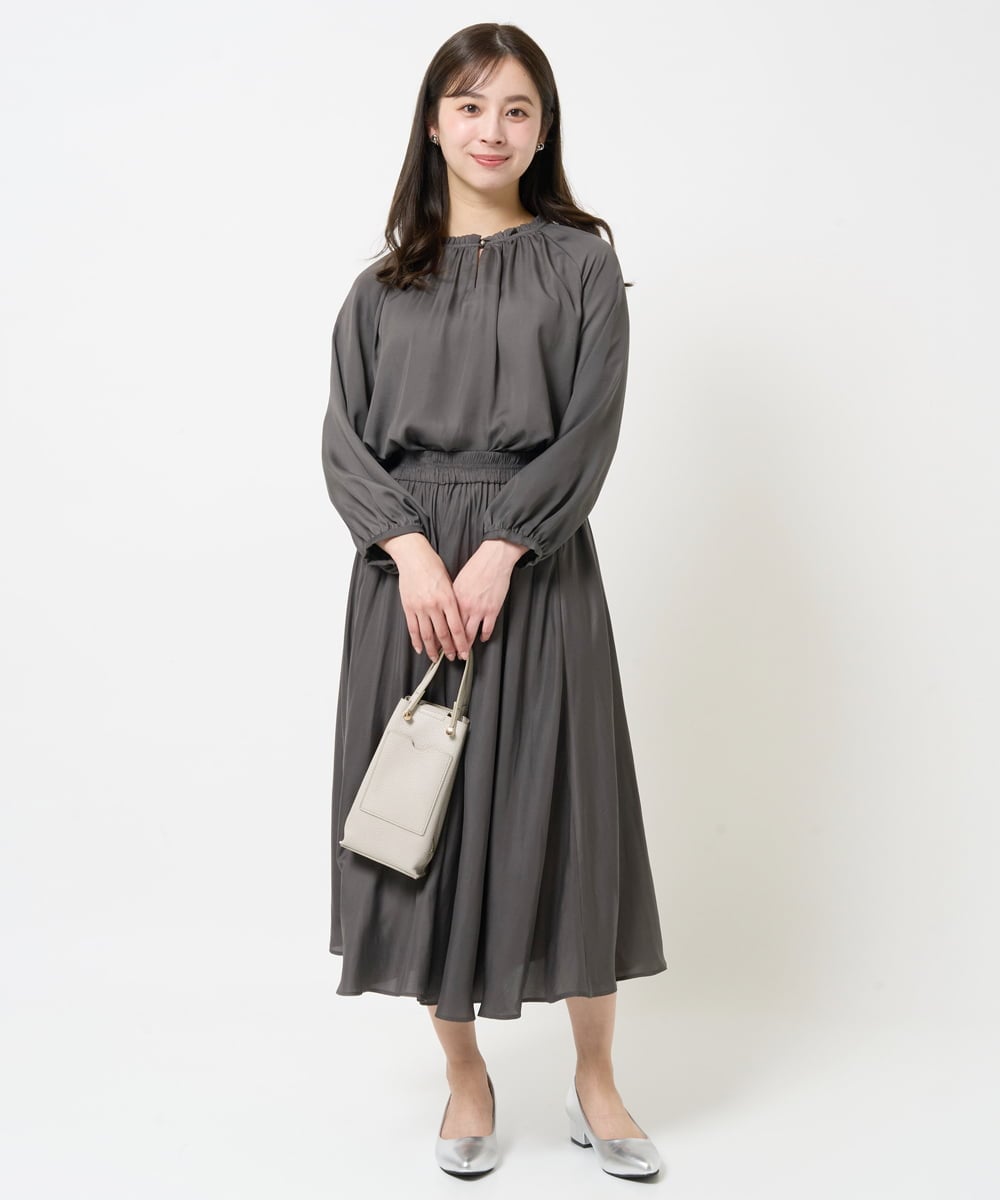 F1LGA03150 MK MICHEL KLEIN(小さいサイズ)(メゾン ドゥ サンク) 【小さいサイズ】サテンガウチョパンツ/接触冷感/洗える(新色追加) ネイビー