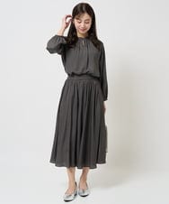 F1LGA03150 MK MICHEL KLEIN(小さいサイズ)(メゾン ドゥ サンク) 【小さいサイズ】サテンガウチョパンツ/接触冷感/洗える(新色追加) ネイビー