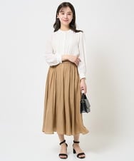 F1LGA03150 MK MICHEL KLEIN(小さいサイズ)(メゾン ドゥ サンク) 【小さいサイズ】サテンガウチョパンツ/接触冷感/洗える(新色追加) ネイビー