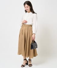 F1LGA03150 MK MICHEL KLEIN(小さいサイズ)(メゾン ドゥ サンク) 【小さいサイズ】サテンガウチョパンツ/接触冷感/洗える(新色追加) ネイビー