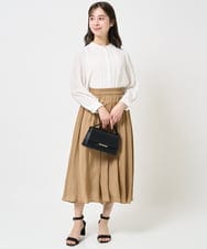 F1LGA03150 MK MICHEL KLEIN(小さいサイズ)(メゾン ドゥ サンク) 【小さいサイズ】サテンガウチョパンツ/接触冷感/洗える(新色追加) ネイビー