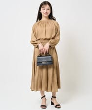 F1LGA03150 MK MICHEL KLEIN(小さいサイズ)(メゾン ドゥ サンク) 【小さいサイズ】サテンガウチョパンツ/接触冷感/洗える(新色追加) ネイビー