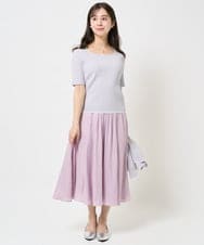 F1LGA03150 MK MICHEL KLEIN(小さいサイズ)(メゾン ドゥ サンク) 【小さいサイズ】サテンガウチョパンツ/接触冷感/洗える(新色追加) ネイビー