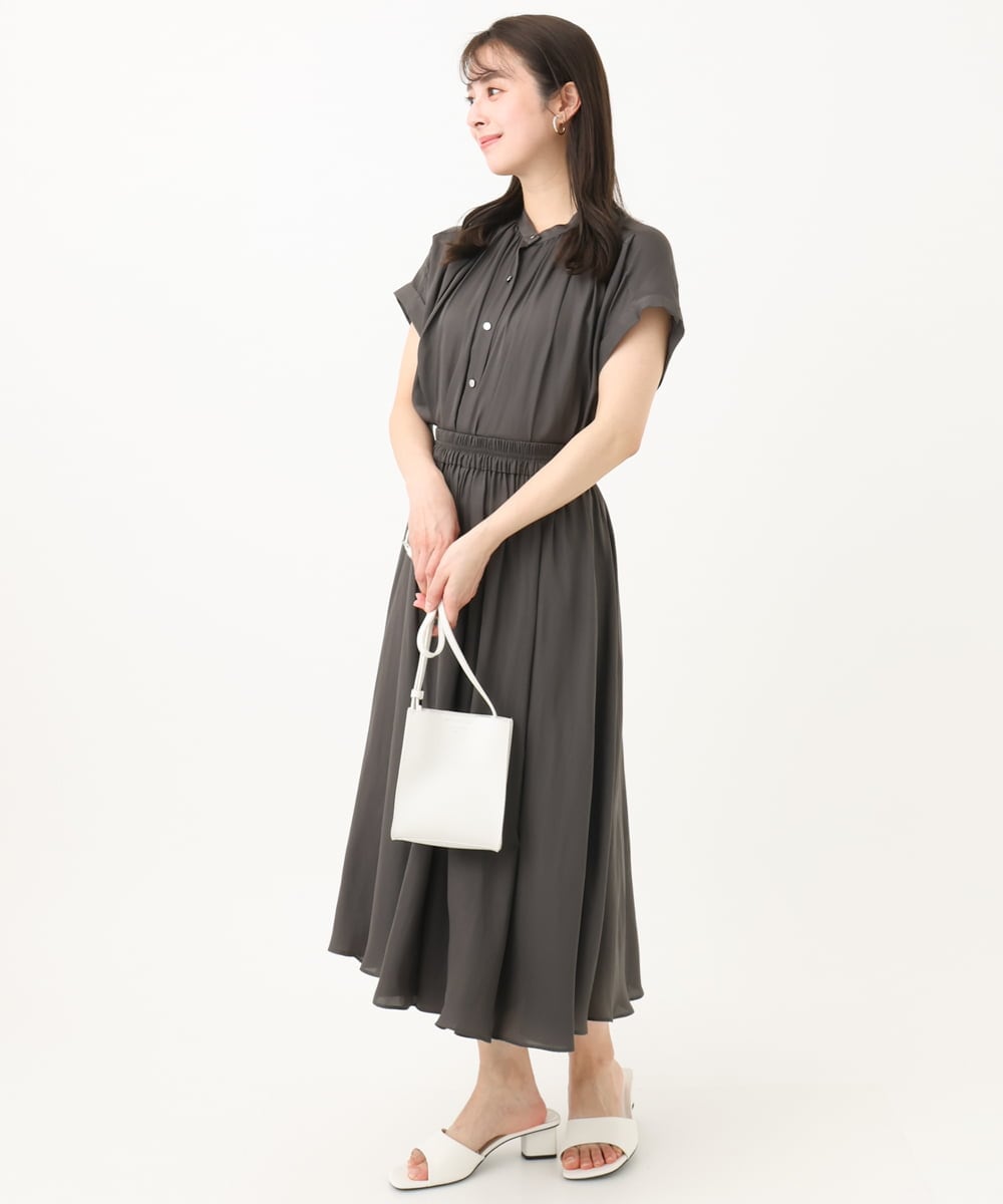 F1LGA03150 MK MICHEL KLEIN(小さいサイズ)(メゾン ドゥ サンク) 【小さいサイズ】サテンガウチョパンツ/接触冷感/洗える(新色追加) ネイビー