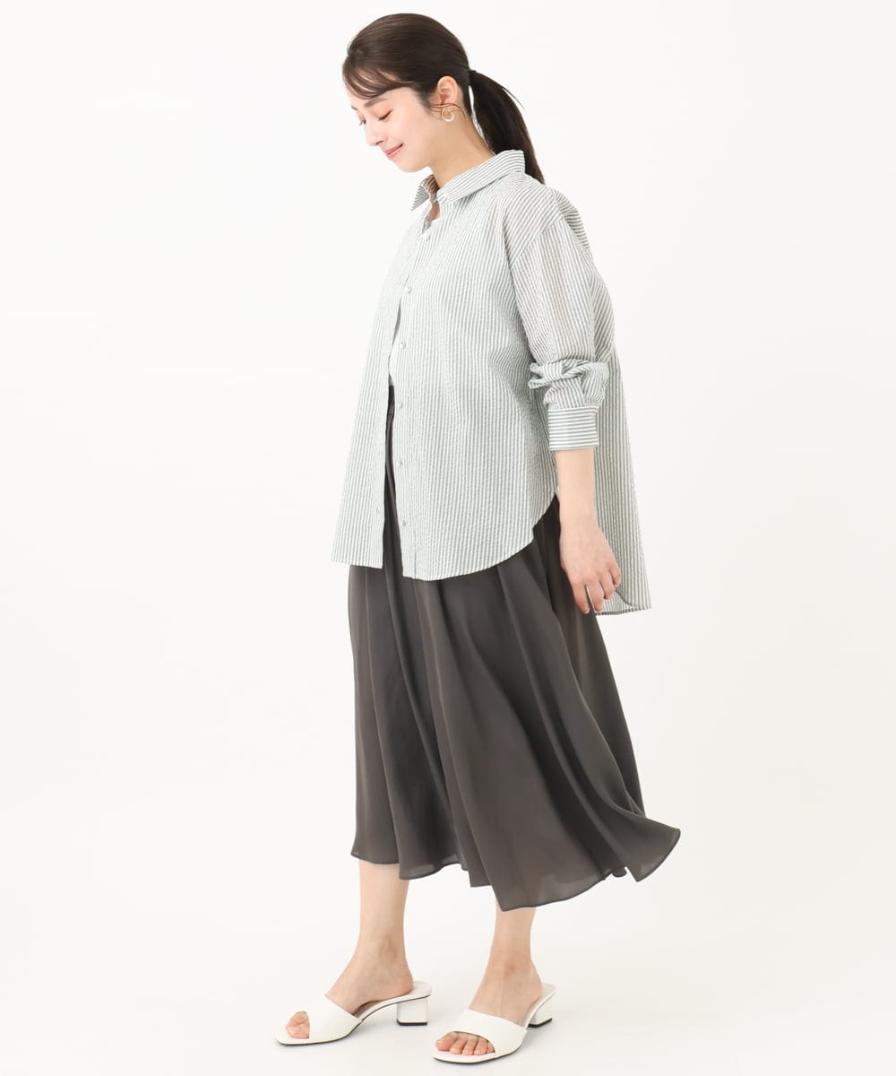 F1LGA03150 MK MICHEL KLEIN(小さいサイズ)(メゾン ドゥ サンク) 【小さいサイズ】サテンガウチョパンツ/接触冷感/洗える(新色追加) ネイビー