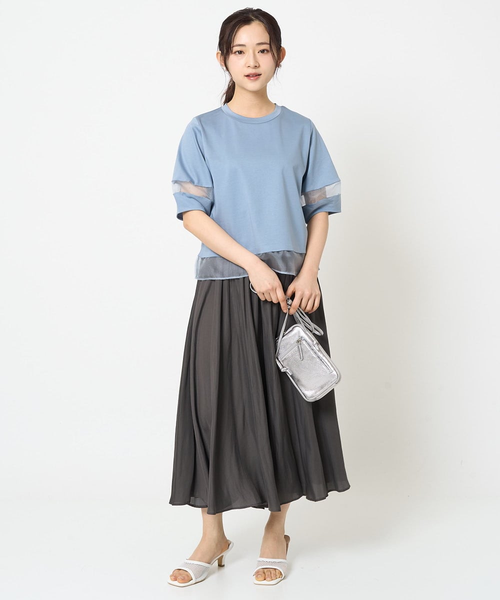 F1LGA03150 MK MICHEL KLEIN(小さいサイズ)(メゾン ドゥ サンク) 【小さいサイズ】サテンガウチョパンツ/接触冷感/洗える(新色追加) ネイビー