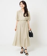F1LGA03150 MK MICHEL KLEIN(小さいサイズ)(メゾン ドゥ サンク) 【小さいサイズ】サテンガウチョパンツ/接触冷感/洗える(新色追加) ネイビー