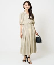 F1LGA03150 MK MICHEL KLEIN(小さいサイズ)(メゾン ドゥ サンク) 【小さいサイズ】サテンガウチョパンツ/接触冷感/洗える(新色追加) ネイビー