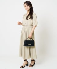 F1LGA03150 MK MICHEL KLEIN(小さいサイズ)(メゾン ドゥ サンク) 【小さいサイズ】サテンガウチョパンツ/接触冷感/洗える(新色追加) ネイビー