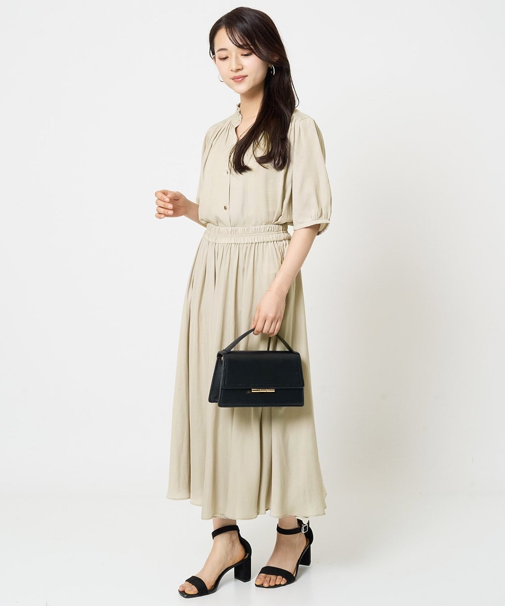 F1LGA03150 MK MICHEL KLEIN(小さいサイズ)(メゾン ドゥ サンク) 【小さいサイズ】サテンガウチョパンツ/接触冷感/洗える(新色追加) ネイビー