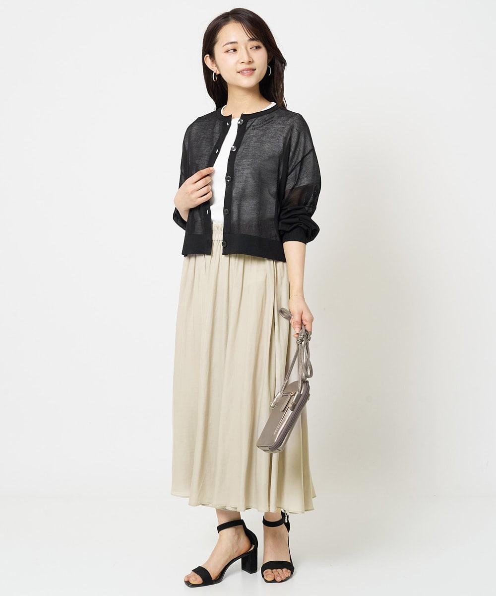 F1LGA03150 MK MICHEL KLEIN(小さいサイズ)(メゾン ドゥ サンク) 【小さいサイズ】サテンガウチョパンツ/接触冷感/洗える(新色追加) ネイビー