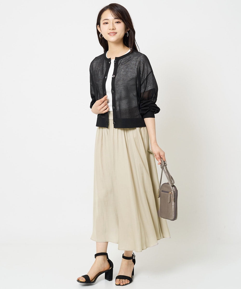 F1LGA03150 MK MICHEL KLEIN(小さいサイズ)(メゾン ドゥ サンク) 【小さいサイズ】サテンガウチョパンツ/接触冷感/洗える(新色追加) ネイビー