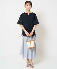 F1LGA03150 MK MICHEL KLEIN(小さいサイズ)(メゾン ドゥ サンク) 【小さいサイズ】サテンガウチョパンツ/接触冷感/洗える/新色追加//セットアップ対応 ネイビー