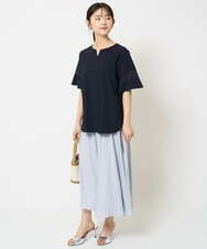 F1LGA03150 MK MICHEL KLEIN(小さいサイズ)(メゾン ドゥ サンク) 【小さいサイズ】サテンガウチョパンツ/接触冷感/洗える/新色追加//セットアップ対応 ネイビー