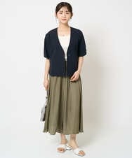 F1LGA03150 MK MICHEL KLEIN(小さいサイズ)(メゾン ドゥ サンク) 【小さいサイズ】サテンガウチョパンツ/接触冷感/洗える/新色追加//セットアップ対応 ネイビー