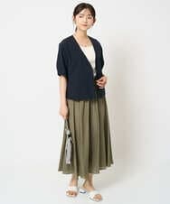 F1LGA03150 MK MICHEL KLEIN(小さいサイズ)(メゾン ドゥ サンク) 【小さいサイズ】サテンガウチョパンツ/接触冷感/洗える/新色追加//セットアップ対応 ネイビー