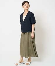 F1LGA03150 MK MICHEL KLEIN(小さいサイズ)(メゾン ドゥ サンク) 【小さいサイズ】サテンガウチョパンツ/接触冷感/洗える/新色追加//セットアップ対応 ネイビー