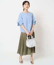 F1LGA03150 MK MICHEL KLEIN(小さいサイズ)(メゾン ドゥ サンク) 【小さいサイズ】サテンガウチョパンツ/接触冷感/洗える/新色追加//セットアップ対応 ネイビー