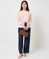 F1LGA30160 MK MICHEL KLEIN(小さいサイズ)(メゾン ドゥ サンク) 【小さいサイズ】デニムライクワイドパンツ/洗える ネイビー