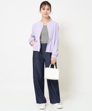 F1LGA30160 MK MICHEL KLEIN(小さいサイズ)(メゾン ドゥ サンク) 【小さいサイズ】デニムライクワイドパンツ/洗える ネイビー