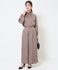 F1LGA32170 MK MICHEL KLEIN(小さいサイズ)(メゾン ドゥ サンク) 【小さいサイズ】サテンワイドシルエットパンツ/洗える ネイビー