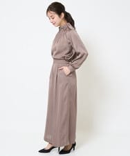 F1LGA32170 MK MICHEL KLEIN(小さいサイズ)(メゾン ドゥ サンク) 【小さいサイズ】サテンワイドシルエットパンツ/洗える ネイビー