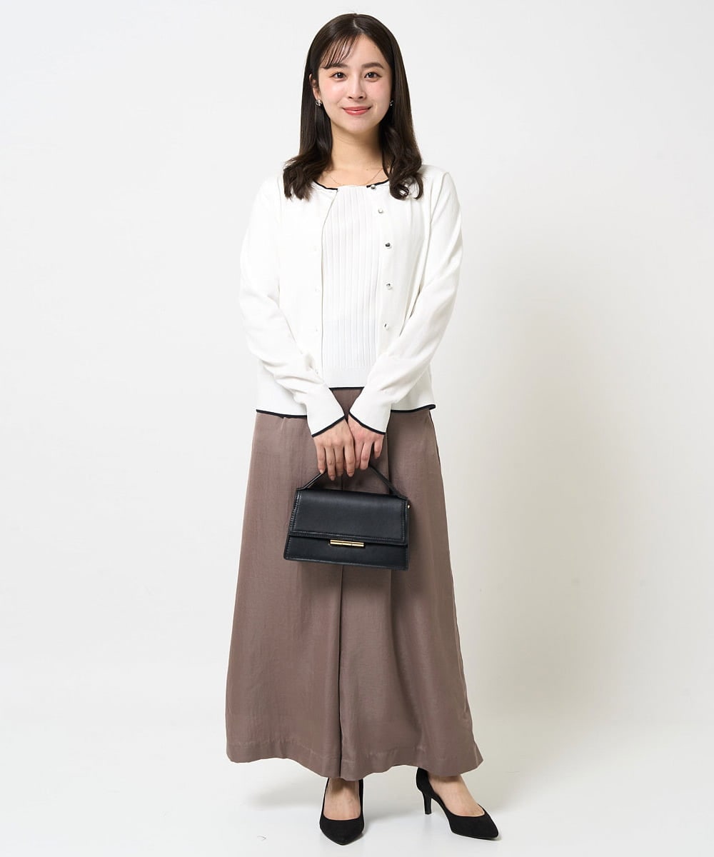 F1LGA32170 MK MICHEL KLEIN(小さいサイズ)(メゾン ドゥ サンク) 【小さいサイズ】サテンワイドシルエットパンツ/洗える ネイビー