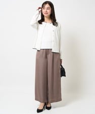 F1LGA32170 MK MICHEL KLEIN(小さいサイズ)(メゾン ドゥ サンク) 【小さいサイズ】サテンワイドシルエットパンツ/洗える ネイビー