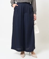 F1LGA32170 MK MICHEL KLEIN(小さいサイズ)(メゾン ドゥ サンク) 【小さいサイズ】サテンワイドシルエットパンツ/洗える ネイビー