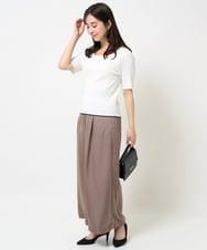 F1LGA32170 MK MICHEL KLEIN(小さいサイズ)(メゾン ドゥ サンク) 【小さいサイズ】サテンワイドシルエットパンツ/洗える ネイビー