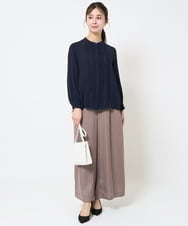 F1LGA32170 MK MICHEL KLEIN(小さいサイズ)(メゾン ドゥ サンク) 【小さいサイズ】サテンワイドシルエットパンツ/洗える ネイビー