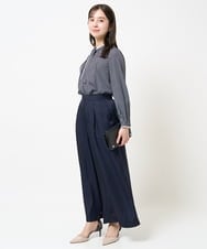 F1LGA32170 MK MICHEL KLEIN(小さいサイズ)(メゾン ドゥ サンク) 【小さいサイズ】サテンワイドシルエットパンツ/洗える ネイビー