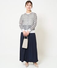 F1LGA32170 MK MICHEL KLEIN(小さいサイズ)(メゾン ドゥ サンク) 【小さいサイズ】サテンワイドシルエットパンツ/洗える ネイビー
