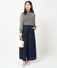 F1LGA32170 MK MICHEL KLEIN(小さいサイズ)(メゾン ドゥ サンク) 【小さいサイズ】サテンワイドシルエットパンツ/洗える ネイビー