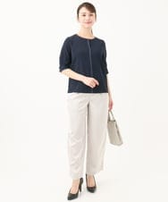 F1LGA45150 MK MICHEL KLEIN(小さいサイズ)(メゾン ドゥ サンク) 【小さいサイズ】リラックスサテンテーパードパンツ/洗える ライトグレー