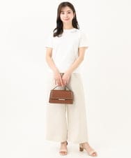 F1LGA48160 MK MICHEL KLEIN(小さいサイズ)(メゾン ドゥ サンク) 【小さいサイズ】リネン混イージーワイドパンツ/洗える ベージュ